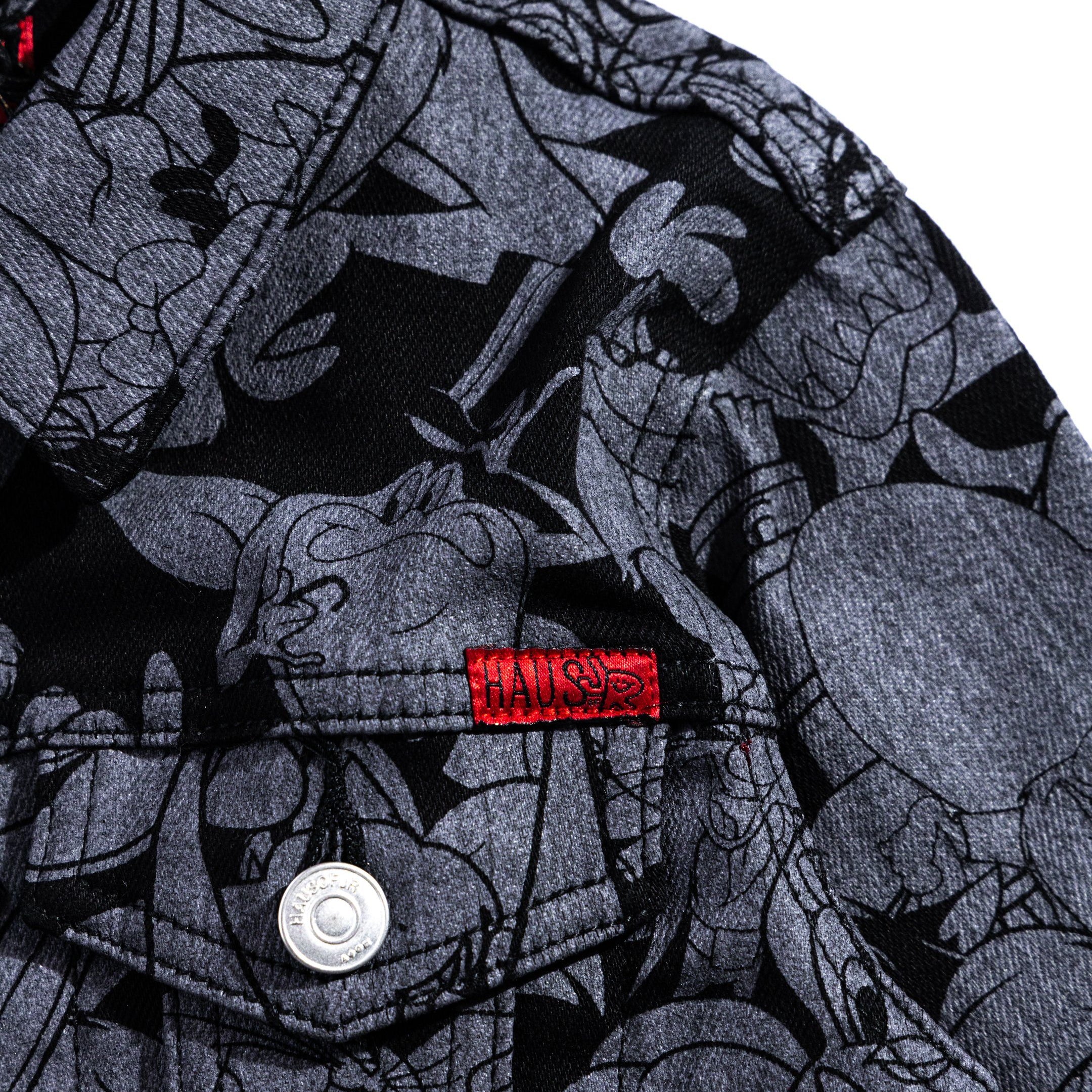 Looney Allover Denim Jacket (Black) Outerwear Haus of JR 