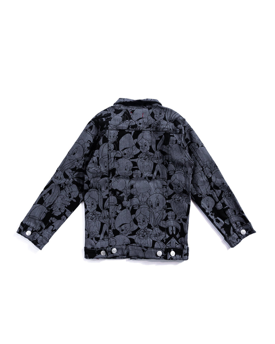 Looney Allover Denim Jacket (Black) Outerwear Haus of JR 