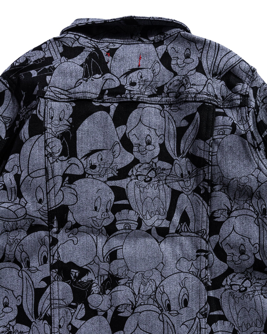Looney Allover Denim Jacket (Black) Outerwear Haus of JR 