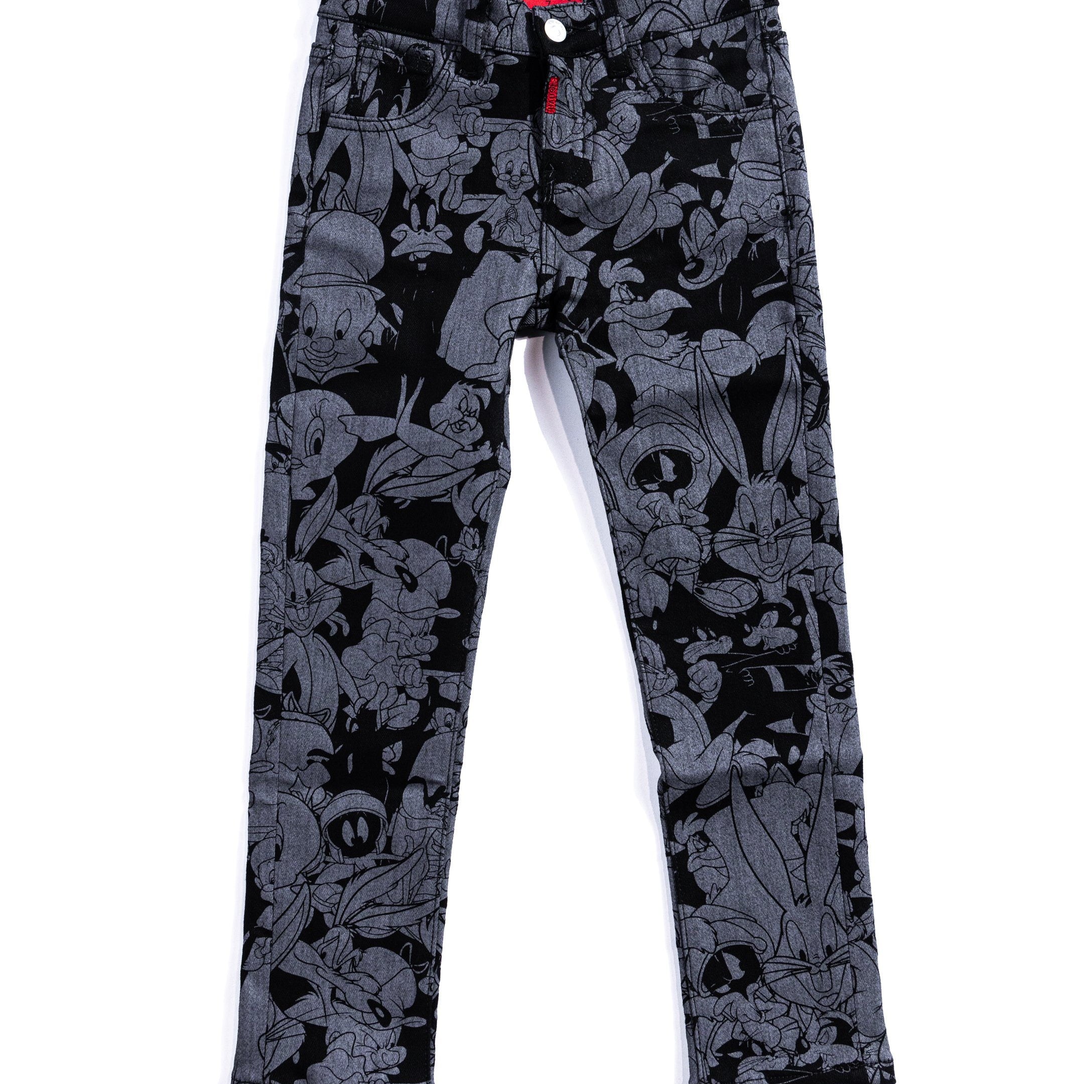 Looney Allover Denim (Black) Bottoms Haus of JR 
