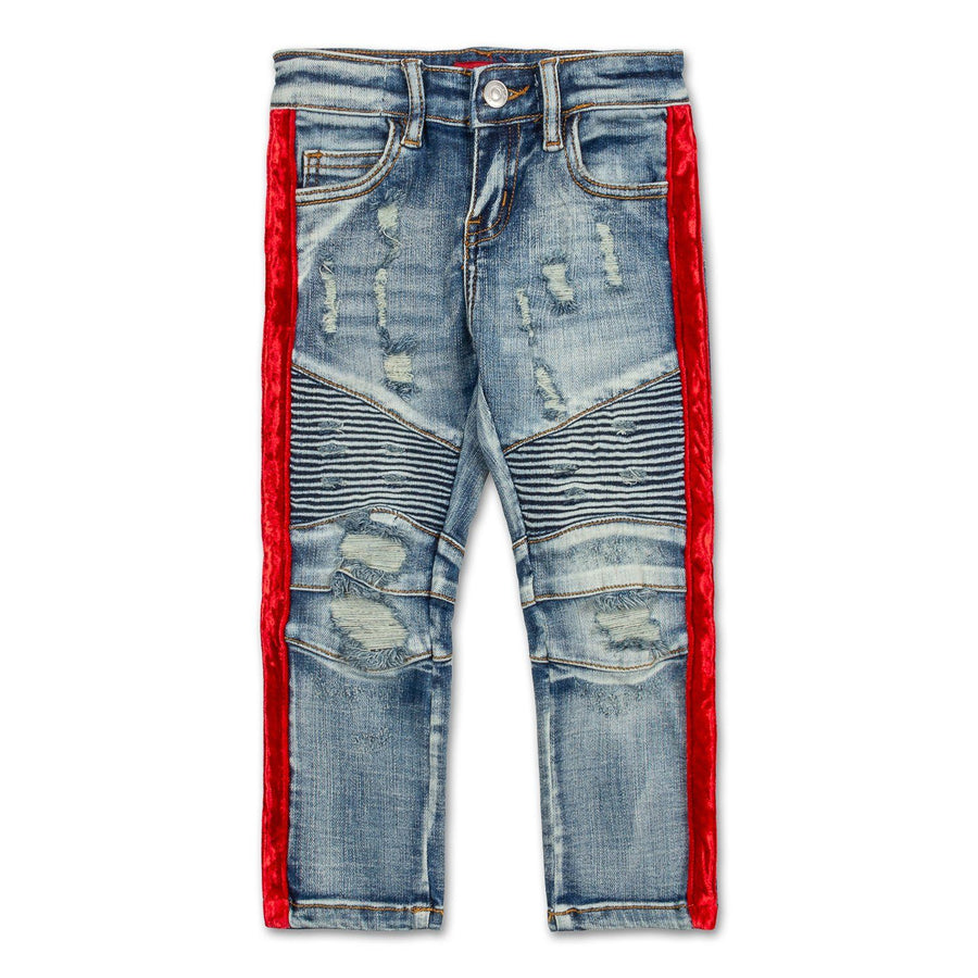 Violet Velour Biker Denim (Indigo Red) - Haus of JR