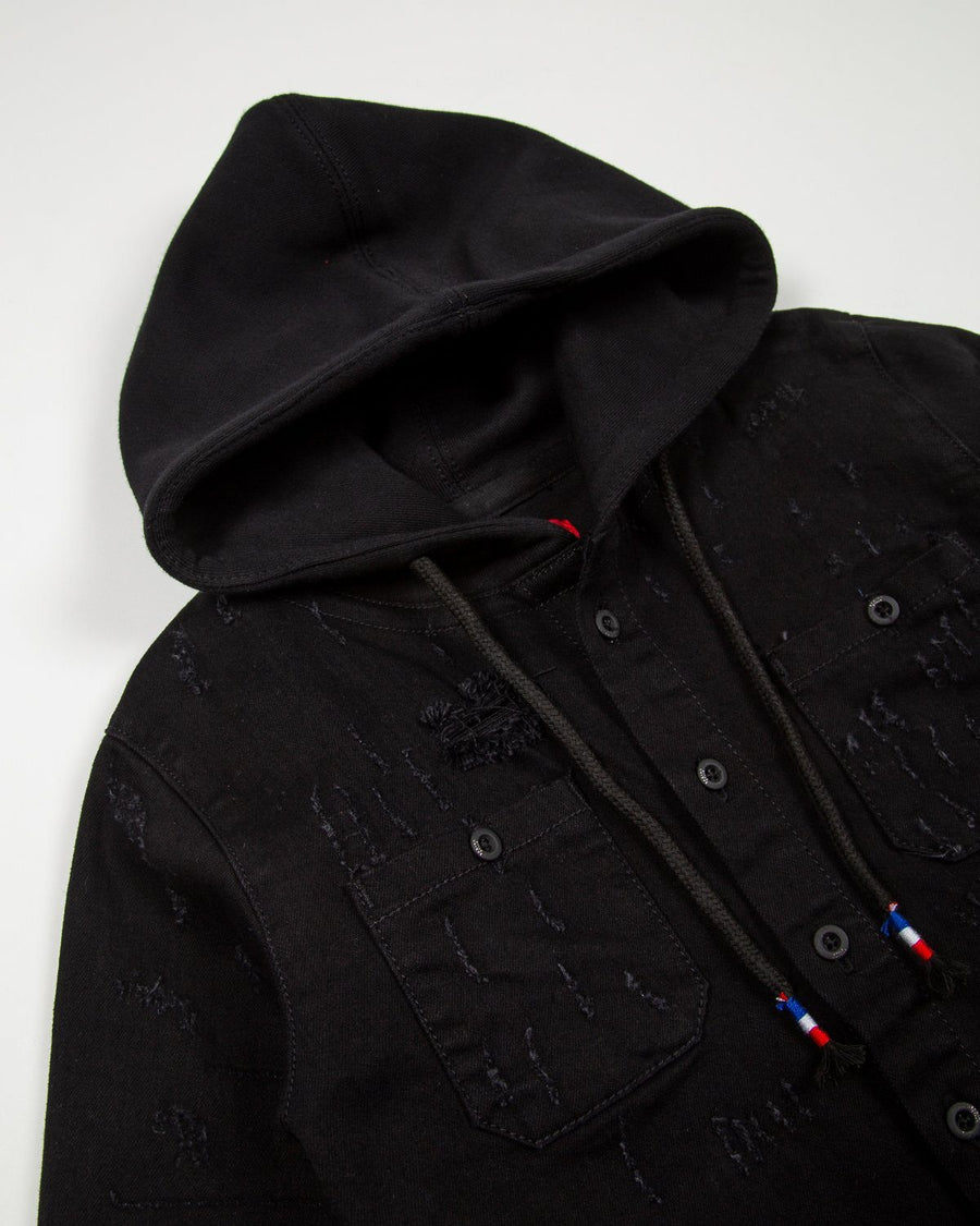 Asher Hooded Denim Shirt - Haus of JR