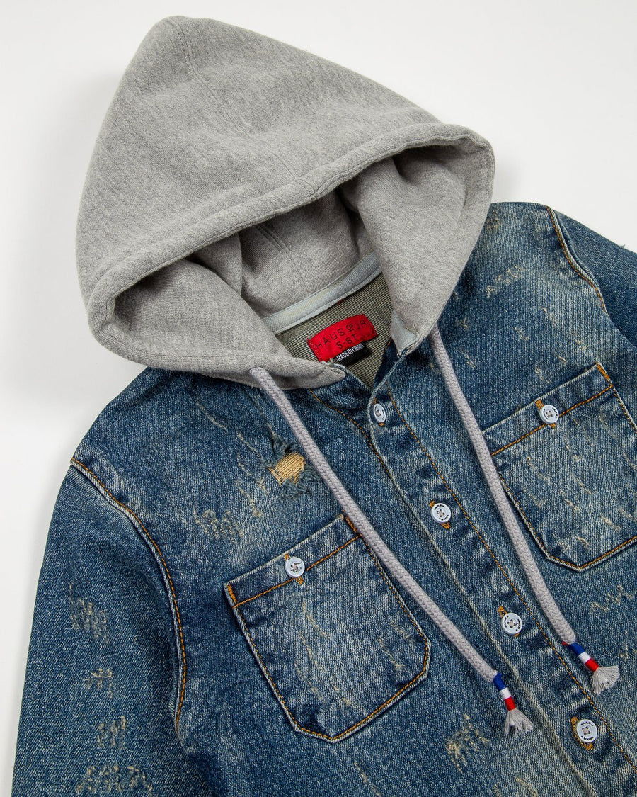 Asher Hooded Denim Shirt - Haus of JR