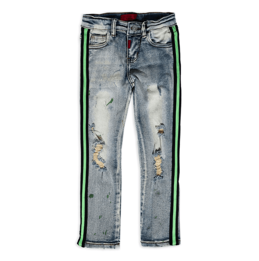 Leonard Striped Denim (Green Stripe) - Haus of JR