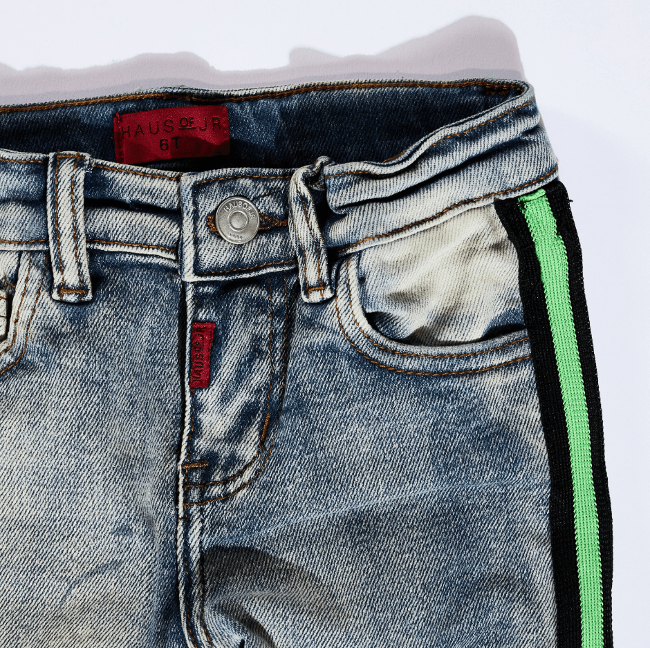 Jeans with green stripe online
