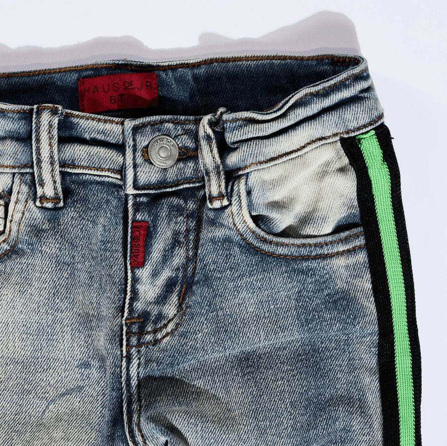 Leonard Striped Denim (Green Stripe) - Haus of JR