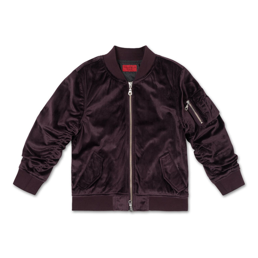 Viola Velour Bomber Jacket (Violet) - Haus of JR