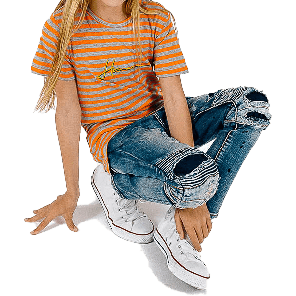 Orion Stripe Tee (Orange) - Haus of JR